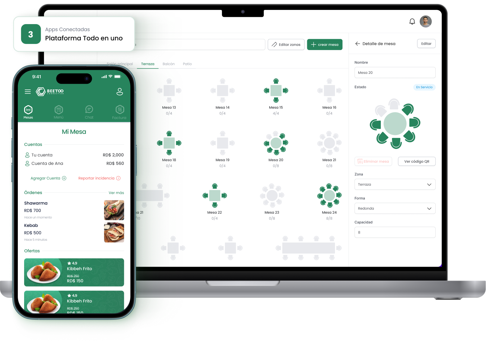 App Beetoo en dispositivo móvil mostrando menú digital